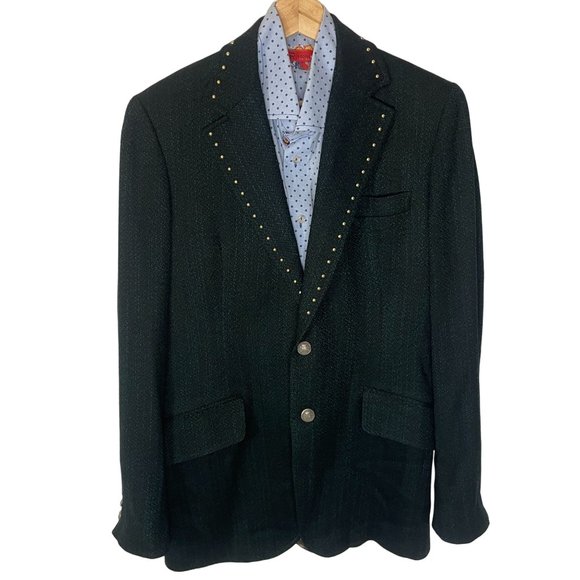 Vintage 70s Custom Tailored Mens Sportcoat Blazer 42 Studded Collar Lined